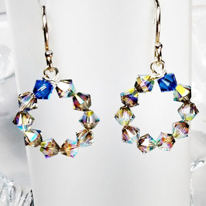 Christmas Wreath Earrings: Crystal AB and Azule